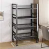 Cesta Universal para Verduras, Cesta de Malla de Acero al Carbono Ultra Gruesa, Estante de Almacenamiento de Cocina, Estante de Almacenamiento Multicapa para Microondas, de Pie y Móvil