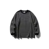 Sudadera con Elementos Temáticos Retro Estilo Japonés Rumen, Rayas Bloqueadas por Color, para Hombres y Mujeres, Cuello Redondo, Camiseta Suave y Holgada de Manga Larga