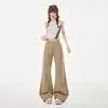 Jeans Laranja Infantil # Tencel Fino Não Apertado Flare para Mulheres, Modelagem Slim, Respirável, Relaxado, Versátil, Calça Comprida.