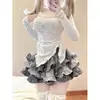 Camiseta de Manga Longa para Mulheres, Estilo Doce e Picante, Design de Desejo Puro, Novo Modelo de Outono, Corte Slim, Barra Irregular, Top de Nicho