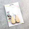 Cuchillo y tenedor para queso de acero inoxidable con mango de madera, juego de 4 piezas, mini cuchillo para mantequilla, cuchillo para pastel, cortador de mantequilla, juego de cuchillos para queso
