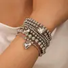 Conjunto de Pulseiras de Contas Artesanais Simples Versátil Europeu e Americano Dourado Contas Leve Luxo Nicho 7 Peças