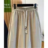 Moda Femenina Nueva Verano 2026 Corte Holgado Cordón Cintura Elástica Pantalones de Guadaña Cintura Alta Versátiles Casuales Modernos