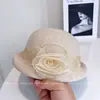 Boina de Lino Francesa de Lujo Accesible con Flor Estéreo para Mujer Sombrero de Fieltro de Lana Australiana Otoño e Invierno Sombrero Elegante Sombrero de Azafata