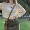 Suéter Fino Protector Solar con Diseño Hueco para Chicas Calientes, Top de Malla de Color Sólido de Manga Larga Corta de Verano para Mujer