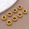 Cuentas sueltas de cobre chapado en oro de 18 quilates, separadores en forma de OVNI, cuentas redondas roscadas para pulsera y collar DIY hechos a mano, accesorios de joyería