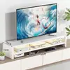 Soporte de TV con estantes, mueble de TV para sala de estar, estantes de almacenamiento, base para monitor, soporte elevado y estante de soporte