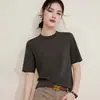 Camiseta de Manga Corta con Cuello Redondo de Mezcla de Lana Temperamento Capa Base Estilo Lujo Discreto Adelgazante Favorecedor Top Versátil de Gama Alta