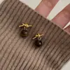 Nuevos Pendientes de Calabaza Estilo Chino con Cuentas Metálicas Color Café, Pendientes Vintage Melard Otoño e Invierno, Pendientes de Moda de Lujo Ligero de Gama Alta