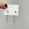 Pendientes de Diseño de Nicho de Lujo Ligero Estilo Francés Pendientes Dulces Frescos de Moda con Borla de Perlas Pendientes de Botón de Gama Alta