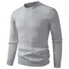 Novo suéter masculino de malha trançada com gola redonda transfronteiriço, blusa de tricô masculina de manga comprida slim fit estilo coreano de inverno