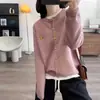 Cárdigan corto para mujer, suéter de cuello redondo, prenda exterior holgada estilo coreano, adecuada para primavera y otoño, hecho de punto de cachemira sintética