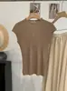 Top de punto sin mangas Omalai con cuello alto de color liso ajustado para mujer, estilo Pure Desire, moderno, alta elasticidad, 6874