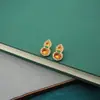 Brincos de Gourd da Fortuna com Borla Cravejada de Pedras Preciosas, Estilo Nacional Chinês, Amarelo-Verde, Estilo Retro de Luxo Leve, com Significado Auspicioso