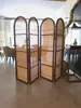 Biombo de Madera Maciza y Ratán Estilo Japonés para Sala de Estar, Sencillo y Funcional, Estantería Móvil Plegable para Revistas y Libros para Espacios Pequeños