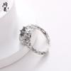 Anillo individual simple cóncavo-convexo micro-incrustado de cobre de circonio, nicho de alta gama de lujo ligero que no se desvanece, anillo abierto ajustable