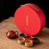 Ciudad Prohibida Wufu Taza Juego de Té de Arena Púrpura Traje Caja de Regalo Movido para Enviar Ancianos, Líderes, Maestros, Cumpleaños del Padre Regalo de Acompañamiento