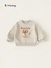 Blusão Infantil Bangxuan de Caimento Solto Cor Sólida Gola Redonda Top para Criança Pequena Roupa Infantil Primavera e Outono Moletom Infantil com Estampa de Desenho