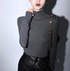 Ropa de primera línea sin costuras de cachemira y seda de alto lujo, suéter de cuello alto adelgazante y suave para la piel para mujer, otoño e invierno