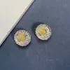 Pendientes Cepillados de Margarita Pequeña Familia Bucci Italiana para Mujer Diseño de Personalidad Retro Francés Pendientes de Botón Accesorios para Orejas