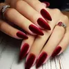 Manicure Removível de Unha Postiça Portátil Branca Vinho Tinto Vermelho Fosco Gato Olho Amêndoa Média