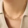 Europa y Estados Unidos Cadena gruesa de eslabones Su collar pulsera todo partido acero de titanio chapado en oro de 18 quilates conjunto de joyería de moda hip hop