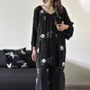 2026 Nuevo Conjunto de Pijama Pullover de Algodón y Seda de Alta Calidad para Mujer, Estilo Perezoso de Manga Larga para Aire Acondicionado