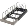 Estante de almacenamiento multifuncional para gabinetes de cocina con drenaje, soporte para tapas de ollas, organizador retráctil para utensilios de cocina y tapas de ollas en la encimera