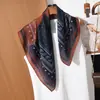 Bufanda de Seda de Dos Tonos con Patrón de Espiga de Doble Cara Estilo Francés para Mujer, Pañuelo Cuadrado de Alta Gama, Versátil para el Trabajo, Bufanda Decorativa para el Cuello, Bufanda para Mujer