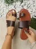 Sandalias retro sencillas para mujer con suela blanda, sandalias de dedo caladas y cómodas, sandalias de playa populares y casuales para mujer