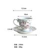 Taza de café y platillo vintage americanos con estrella rosa pintada a mano, taza de té de la tarde, taza y platillo de cerámica de alto valor de color, regalo de boda
