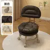 Taburete Pequeño para el Hogar con Ruedas Giratorias, Taburete Bajo con Ruedas, Taburete Redondo Pequeño Móvil con Cojín Suave para Adultos, Adecuado para la Entrada