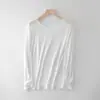 Camiseta de Manga Larga de Lyocell para Mujer, Camiseta Básica de Seda de Hielo Fina de Verano con Cuello Redondo, Prendas de Punto Sueltas para Protección Solar y Aire Acondicionado