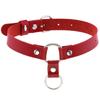 Nuevo Collar de Cuero PU Personalizado de Doble Aro de Amazon Punk O Correa de Cuello Redonda Cadena Clavicular Correa de Cuello para Mujer