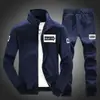 Traje deportivo juvenil para hombre 2024 Nuevo Primavera y Otoño Chaqueta casual ajustada Conjunto de dos piezas para hombre