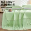 Esterilla refrescante de látex, esterilla de seda helada con faldón para cama, alfombrilla suave de verano para enfriar con aire acondicionado, protector de colchón para el hogar lavable a máquina