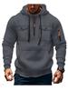 Moletom Masculino Novo da Amazon Outono e Inverno com Múltiplos Bolsos, Jaqueta de Lã com Capuz e Mangas Longas, Blusa Esportiva Casual