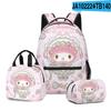 Mochila Escolar 3D Novo Produto Estampada Sanrio Melody para Estudante Bolsa Térmica Estojo Lancheira Conjunto de Três Peças