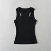 YPFF moderno chaleco deportivo de verano para mujer nuevo en forma de I cuello U revelador de pecho elástico ajustado color sólido sin mangas