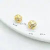 Cobre folheado a ouro 18K/14K com forte retenção de cor, espaçadores de contas redondas com padrão de melão incrustados com zircônia, acessórios para joias de contas de cristal feitas à mão para DIY