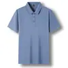 Camiseta de Manga Corta Fina con Cuello de Solapa de Color Sólido para Verano Moda Masculina Camiseta de Seda de Morera para Padre Top Casual para Hombre