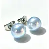 Pendientes de Titanio F136 Aleación Aurora Perla Sirena con Cuentas Redondas Planas, Elegantes de Estilo Francés Versátiles Joyería de Lujo Ligero