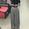 Pantalones jogger color caqui ligeros para mujer, estilo fino de verano, talla petite, pantalones tipo linterna voluminosos, cintura alta, pantalones anchos holgados