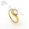 Anillo ovalado de acero inoxidable 14k con circonia para mujer, europeo y americano, anillo fino simple y moderno, joyería de nicho de lujo ligero