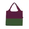 Sacola de compras dobrável, grande capacidade, ultraleve, costura colorida, bolsa de ombro moderna, sacola de compras portátil para supermercado, atacado.