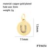 Colgante Redondo con Forma de Corazón Letra Chapado en Oro de 18 Quilates Transfronterizo con Diamantes, 26 Letras, Accesorios de Joyería DIY al por Mayor