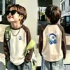 Camiseta de Manga Larga con Retazos para Niños Niños Otoño/Invierno De Rong Capa Base Cepillada 2026 Nuevo Top para Niños