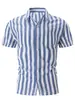 Exportação Transfronteiriça Estação Independente Amazon Camisa Casual Solta de Manga Curta com Gola Estampada Digital 3D para Homens