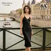 Bata de Noche de Seda Pesada de Verano 2026 para Mujer 100% Seda de Morera Sexy Espalda Descubierta Color Sólido Casual con Tirantes Vestido Largo