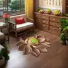 Alfombra de Dormitorio con Forma Especial de Loto Estéreo 3D Felpudo de Baño Terciopelo de Cristal Alfombrilla Absorbente Antideslizante para Lavabo de Baño